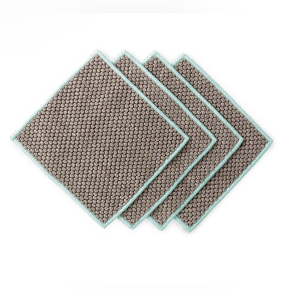 Norwex Counter Cloth Napkins Set of 4 Mushroom w/ Sea Mist Trim approx 7…